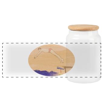 Schwimmen - Panorama Keksdose mit Holzdeckel - Weiß - Vorne