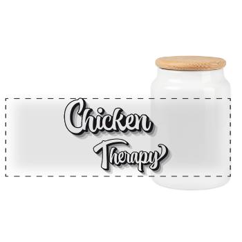 Huhn Therapie Motivational Design - Panorama Keksdose mit Holzdeckel - Weiß - Vorne