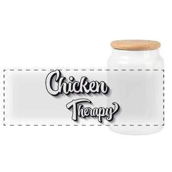 Chicken Therapy Humor Design - Panorama Keksdose mit Holzdeckel - Weiß - Vorne