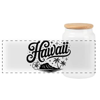 Hawaii - Souvenir USA State Design - Panorama Keksdose mit Holzdeckel - Weiß - Vorne