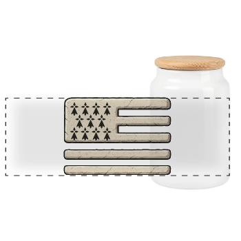 Bretagne - Drapeau Breton Gwenn ha Du en Pierre  - Boîte à biscuits avec couvercle en bois - blanc - Devant