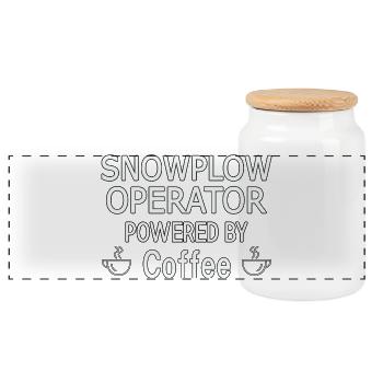 Snowplow Operator Powered Coffee Schneepflugfahrer - Panorama Keksdose mit Holzdeckel - Weiß - Vorne