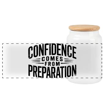 Confident Gamer Typography, Success Motivation - Panoramic Cookie Jar with Wooden Lid - white - Front