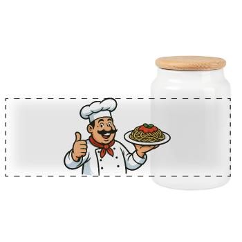 Illustration de cuisson des pâtes - Boîte à biscuits avec couvercle en bois - blanc - Devant