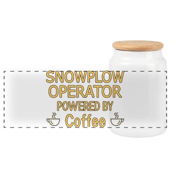 Snowplow Operator Powered Coffee Schneepflugfahrer - Panorama Keksdose mit Holzdeckel - Weiß - Vorne