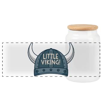 Intrepid Little Viking - Panoramic Cookie Jar with Wooden Lid - white - Front