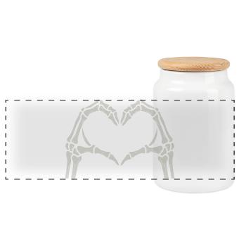 Heart Skeleton Hands - Panoramic Cookie Jar with Wooden Lid - white - Front