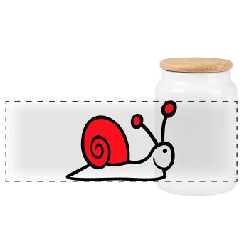 coquille d’escargot mignon mignon heureux cool - Boîte à biscuits avec couvercle en bois - blanc - Devant