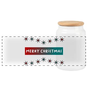 NOËL. MERRY CHRISTMAS. SAPIN. BONNE ANNEE - Boîte à biscuits avec couvercle en bois - blanc - Devant