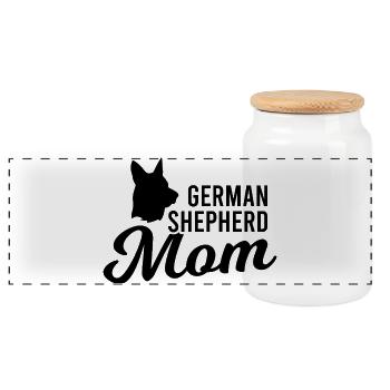 Deutscher Schäferhund Mama - Panorama Keksdose mit Holzdeckel - Weiß - Vorne