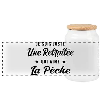 Retraitée Pêcheuse Humour Cadeau Retraite - Boîte à biscuits avec couvercle en bois - blanc - Devant