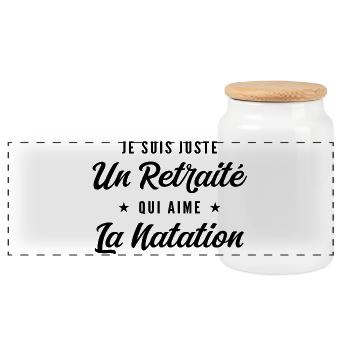 Retraité Nageur Humour Cadeau Retraite - Boîte à biscuits avec couvercle en bois - blanc - Devant