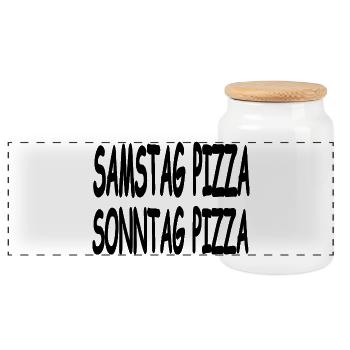 Pizza - Panorama Keksdose mit Holzdeckel - Weiß - Vorne