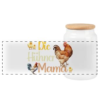 Die Hühner Mama Muttertag Mutterschaft Mama - Panorama Keksdose mit Holzdeckel - Weiß - Vorne