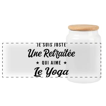 Retraitée Yogini Humour Cadeau Retraite - Boîte à biscuits avec couvercle en bois - blanc - Devant