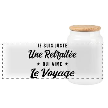 Retraitée Voyageuse Humour Cadeau Retraite - Boîte à biscuits avec couvercle en bois - blanc - Devant