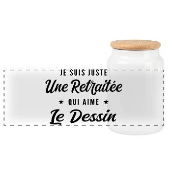 Retraitée Dessinatrice Humour Cadeau Retraite - Boîte à biscuits avec couvercle en bois - blanc - Devant