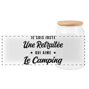 Retraitée Campeuse Humour Cadeau Retraite - Boîte à biscuits avec couvercle en bois - blanc - Devant