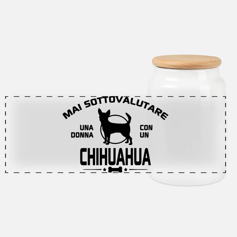 Chihuahua - Panorama Keksdose mit Holzdeckel - Weiß