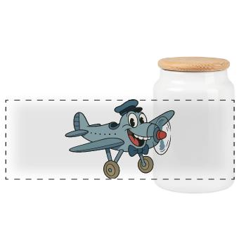 Super Vintage altes Flugzeug im BD-Stil - Panorama Keksdose mit Holzdeckel - Weiß - Vorne