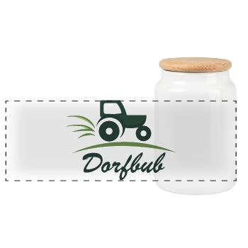 Dorfclub Traktor Gras Logo Traktor Bauer Dorf - Panorama Keksdose mit Holzdeckel - Weiß - Vorne