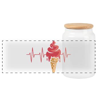 crème glacée battement de cœur dessin animé conception - Boîte à biscuits avec couvercle en bois - blanc - Devant