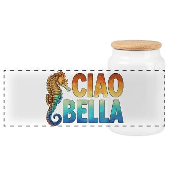 Ciao Bella - Boîte à biscuits avec couvercle en bois - blanc - Devant