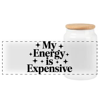Mon énergie est chère - Boîte à biscuits avec couvercle en bois - blanc - Devant