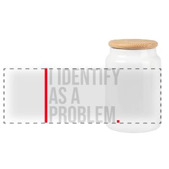 I Identify as a Problem Statement Cheeky Rebellious - Panoramic Cookie Jar with Wooden Lid - white - Front