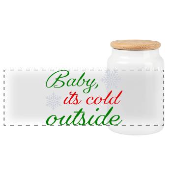 Bébé il fait froid dehors - Boîte à biscuits avec couvercle en bois - blanc - Devant