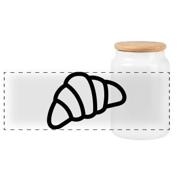 croissant - Boîte à biscuits avec couvercle en bois - blanc - Devant