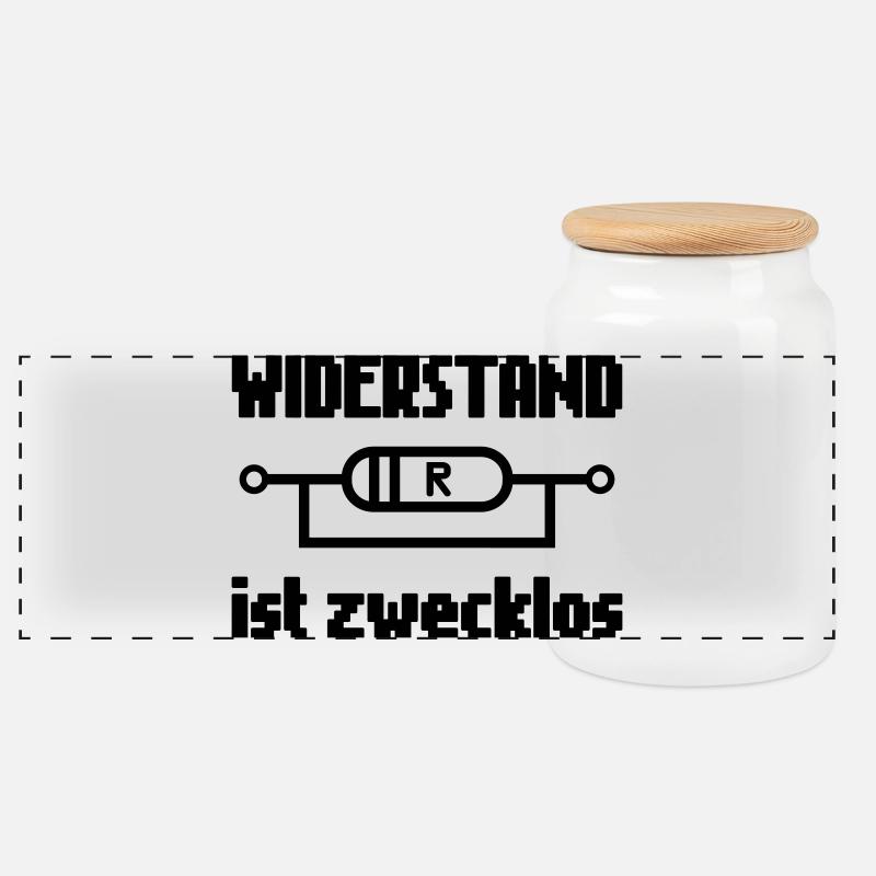 Widerstand ist Zwecklos – Strom & Technik-Humor - Panorama Keksdose mit Holzdeckel - Weiß