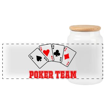 Équipe de poker - Boîte à biscuits avec couvercle en bois - blanc - Devant