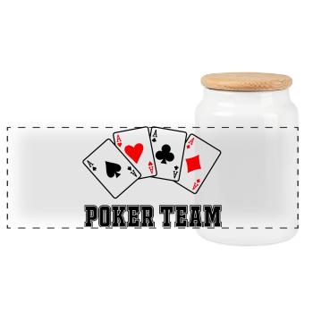 Poker Team - Panorama Keksdose mit Holzdeckel - Weiß - Vorne