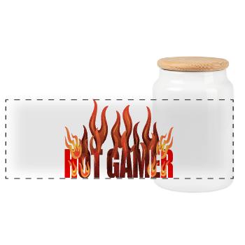 conception de flamme de joueur chaud - Boîte à biscuits avec couvercle en bois - blanc - Devant