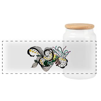 Motif Fantasy Tourbillon de Fleurs - Boîte à biscuits avec couvercle en bois - blanc - Devant