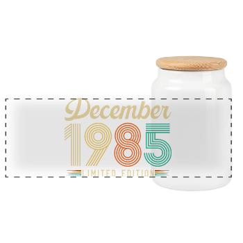 Décembre 1985 Anniversaire Vintage Rétro Cadeau - Boîte à biscuits avec couvercle en bois - blanc - Devant