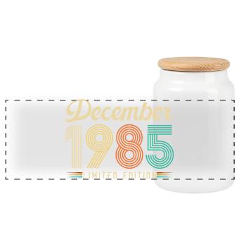 40 Ans Anniversaire Cadeau Né en Décembre 1985 - Boîte à biscuits avec couvercle en bois - blanc - Devant