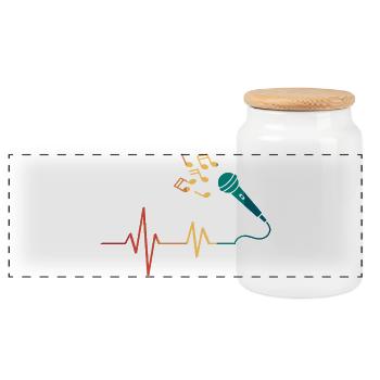 Heartbeat microphone - Panoramic Cookie Jar with Wooden Lid - white - Front