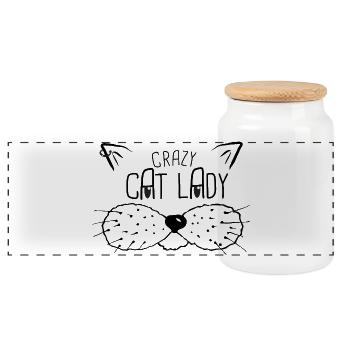cats mom - Panoramic Cookie Jar with Wooden Lid - white - Front
