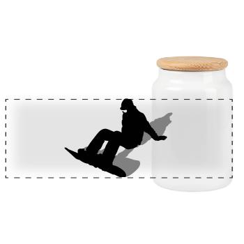 Snowboard - Panoramic Cookie Jar with Wooden Lid - white - Front