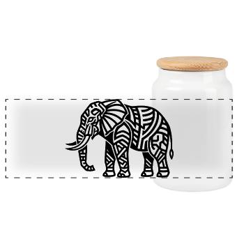 Majestätischer Elefant – Tier & Natur Design - Panorama Keksdose mit Holzdeckel - Weiß - Vorne