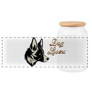 Hundeliebe DogLovers - Panorama Keksdose mit Holzdeckel - Weiß - Vorne