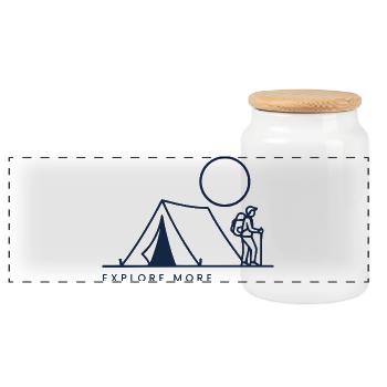 Explore More - Panorama Keksdose mit Holzdeckel - Weiß - Vorne