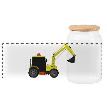 Excavatrice - Boîte à biscuits avec couvercle en bois - blanc - Devant