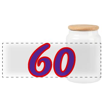 60. 60 JAHRE. 60-JÄHRIGES JUBILÄUM. 60. GEBURTSTAG. - Panorama Keksdose mit Holzdeckel - Weiß - Vorne