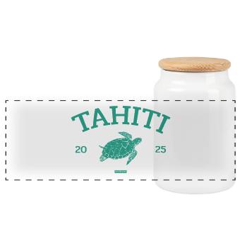 Tahiti - Tortue - Polynésie française - Schildkröte - Boîte à biscuits avec couvercle en bois - blanc - Devant