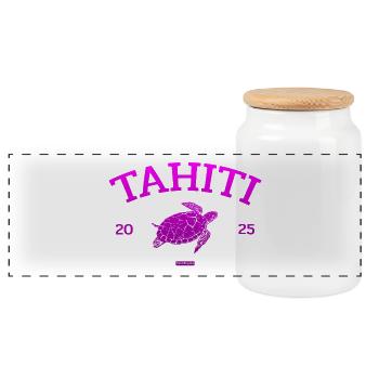 Tahiti - Tortue - Polynésie française - Schildkröte - Boîte à biscuits avec couvercle en bois - blanc - Devant