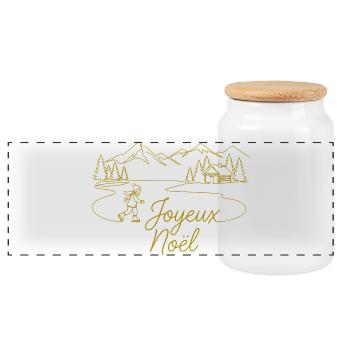 Paysage hivernal de Noël de Joyeux Noël - Boîte à biscuits avec couvercle en bois - blanc - Devant