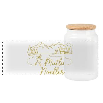 Paysage hivernal de Noël de Mutlu Noeller - Boîte à biscuits avec couvercle en bois - blanc - Devant